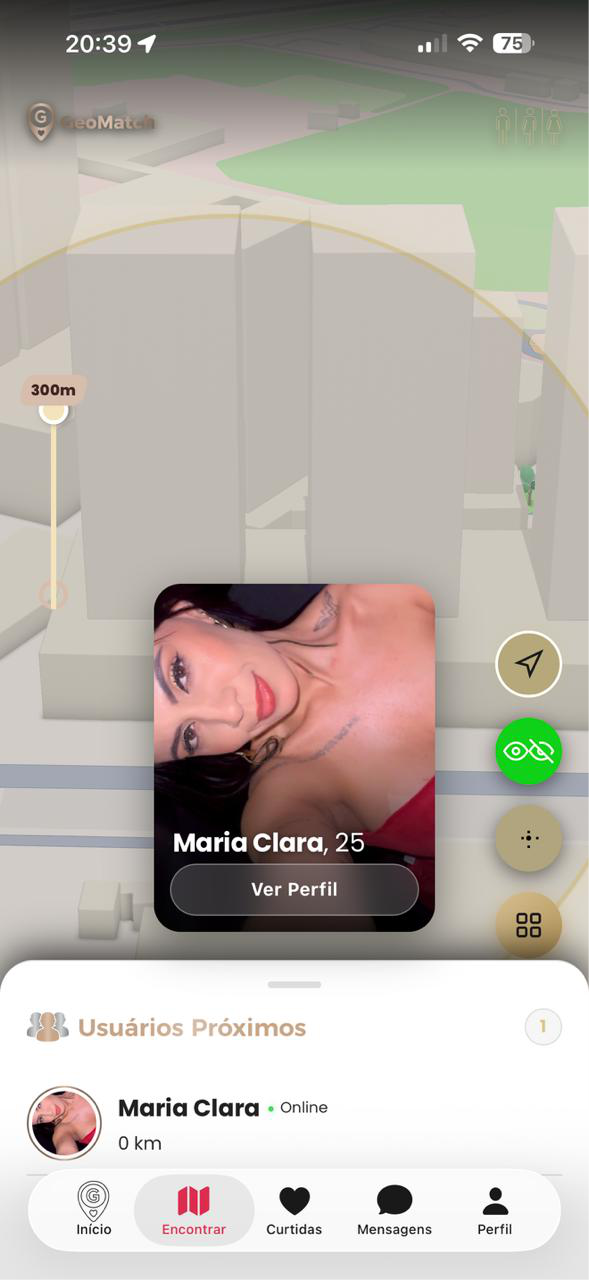 Tela de chat do GeoMatch