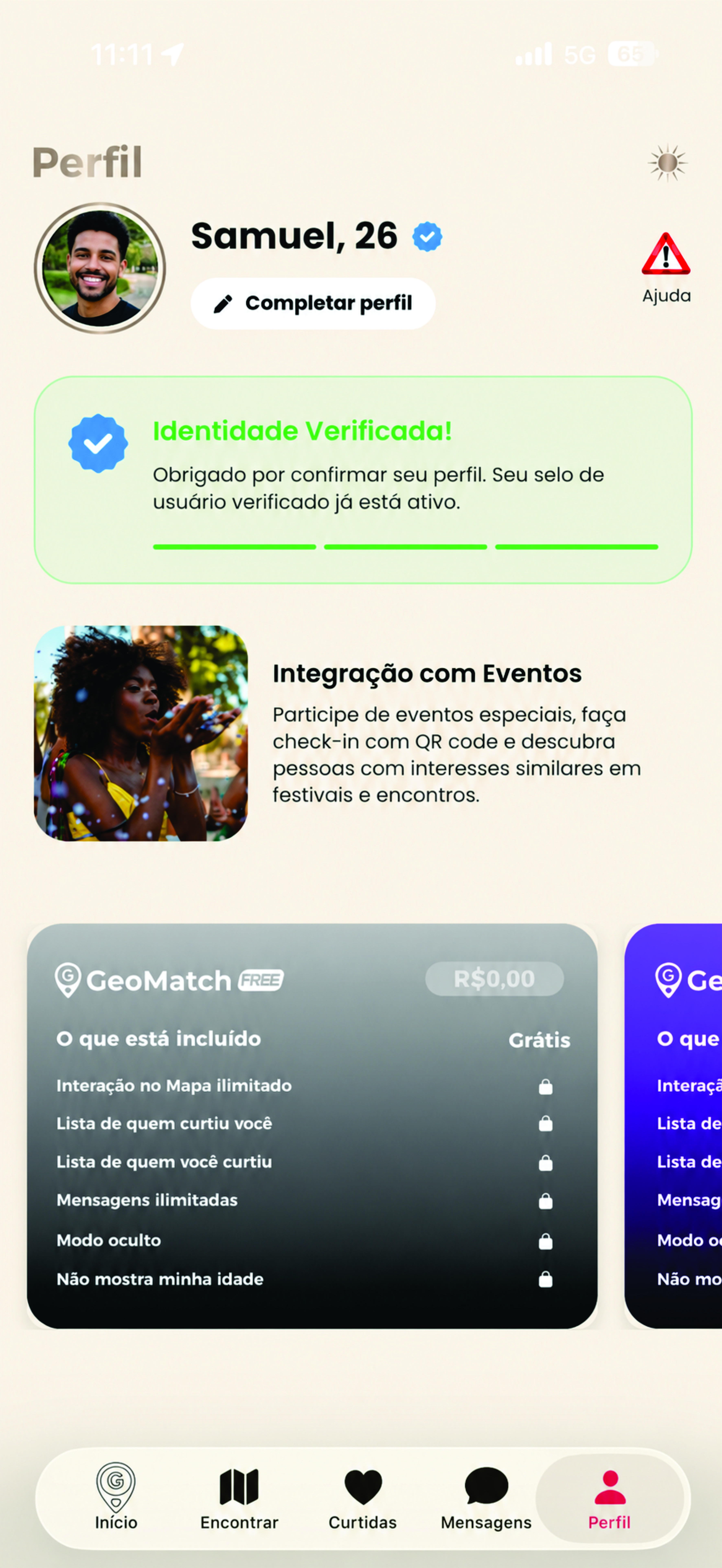 Perfil verificado do GeoMatch